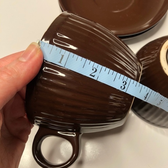 Paris Hot Chocolate Rich Brown Ridged Mugs & Saucers Cozy Winter Cups Set of 2 - Picture 11 of 12
